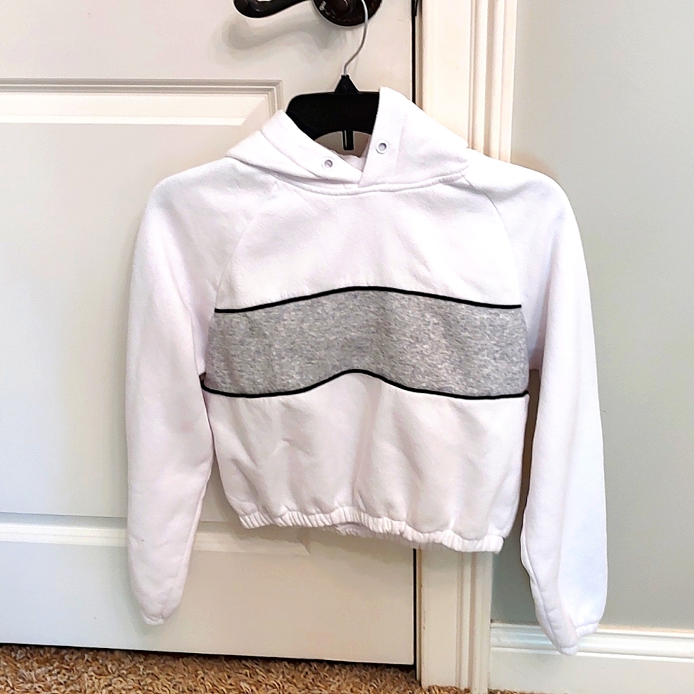 Garage cropped white striped hoodie. Size s.